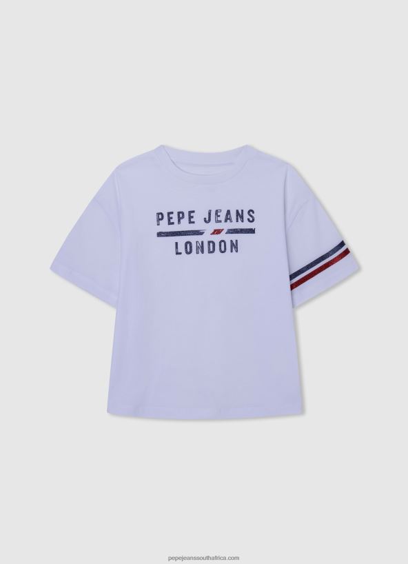 white_logo_print_boxy_fit_t_shirt_pepe_jeans_l20f2f1449_girl.jpg White Logo Print Boxy Fit T-Shirt Pepe Jeans L20F2F1449 Girl - Image 1