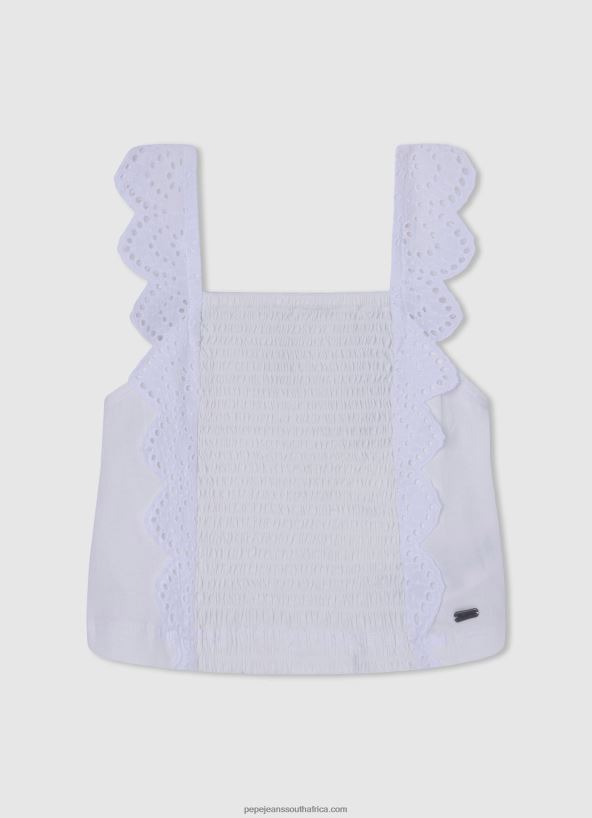White Logo Print Boxy Fit T-Shirt Pepe Jeans L20F2F1481 Girl - Image 5