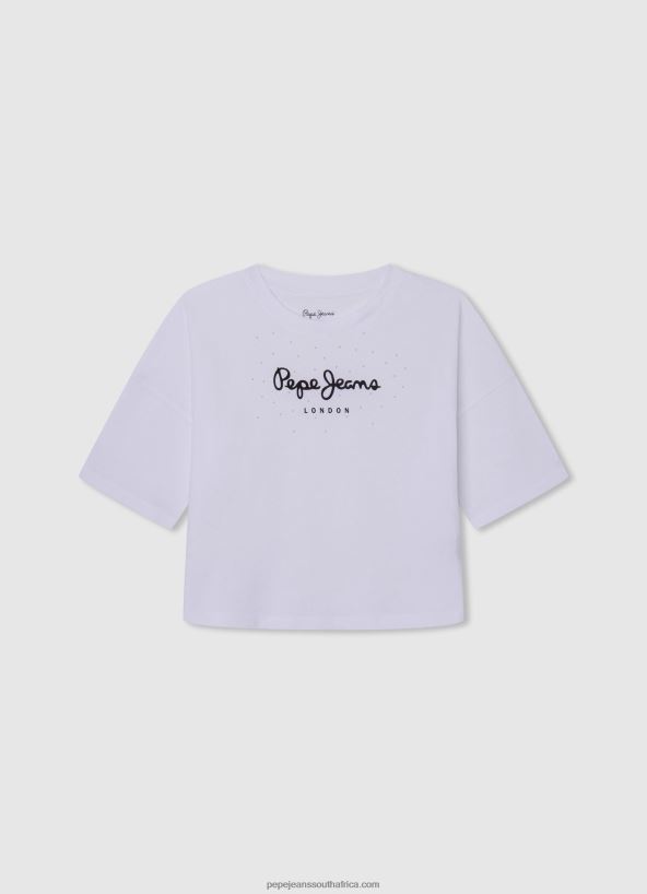 white_logo_print_boxy_fit_t_shirt_pepe_jeans_l20f2f1481_girl.jpg White Logo Print Boxy Fit T-Shirt Pepe Jeans L20F2F1481 Girl - Image 1