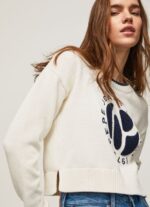 White Logo Print Cotton Jersey Pepe Jeans L20F2F253 Women
