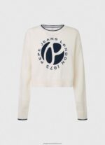 White Logo Print Cotton Jersey Pepe Jeans L20F2F253 Women - Image 5