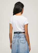White Logo Print Lycra T-Shirt Pepe Jeans L20F2F385 Women - Image 4