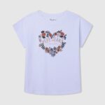 White Logo Print T-Shirt Pepe Jeans L20F2F1452 Girl