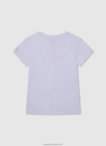 White Logo Print T-Shirt Pepe Jeans L20F2F1455 Girl - Image 2