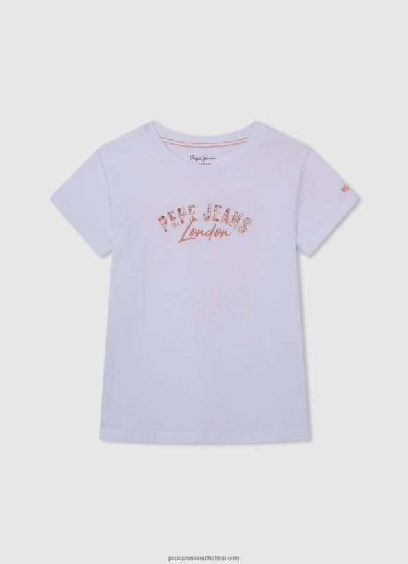 white_logo_print_t_shirt_pepe_jeans_l20f2f1455_girl.jpg White Logo Print T-Shirt Pepe Jeans L20F2F1455 Girl - Image 1