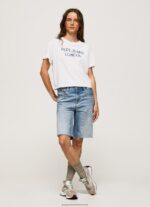 White Logo Print T-Shirt Pepe Jeans L20F2F378 Women - Image 2