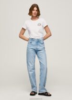 White Logo Print T-Shirt Pepe Jeans L20F2F381 Women - Image 2