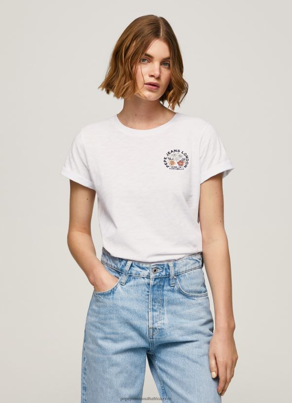 white_logo_print_t_shirt_pepe_jeans_l20f2f381_women.jpg White Logo Print T-Shirt Pepe Jeans L20F2F381 Women - Image 1