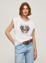 White Logo Print T-Shirt Pepe Jeans L20F2F445 Women - Image 2