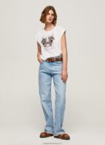 White Logo Print T-Shirt Pepe Jeans L20F2F445 Women - Image 3