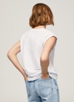 White Logo Print T-Shirt Pepe Jeans L20F2F445 Women - Image 4