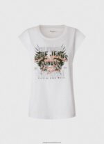 White Logo Print T-Shirt Pepe Jeans L20F2F445 Women - Image 5