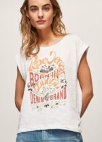 White Logo Print T-Shirt Pepe Jeans L20F2F463 Women - Image 3