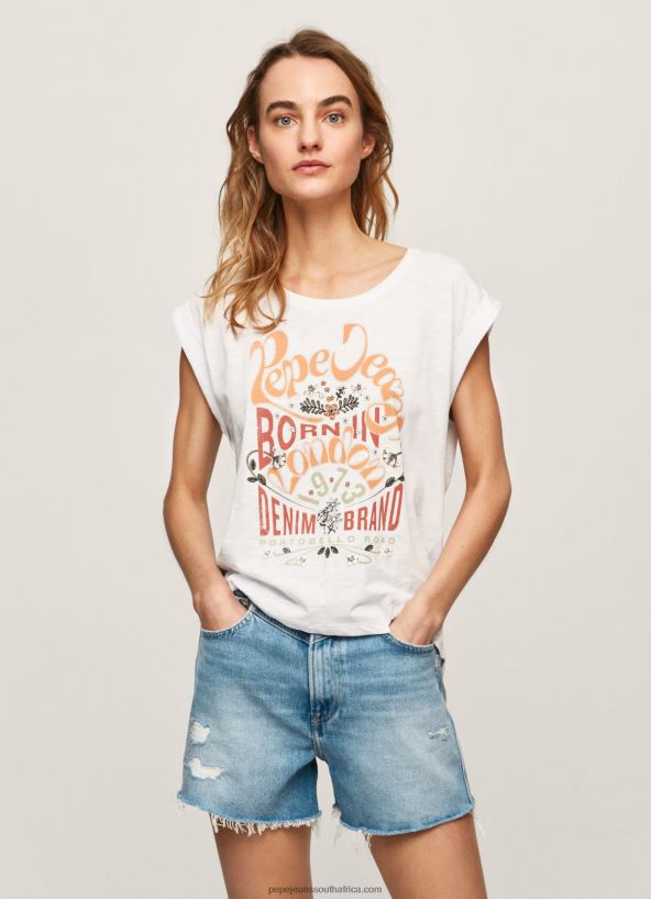 white_logo_print_t_shirt_pepe_jeans_l20f2f463_women.jpg White Logo Print T-Shirt Pepe Jeans L20F2F463 Women - Image 1