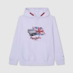 White Logo Printed Hoodie Pepe Jeans L20F2F1585 Boy