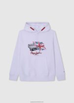 White Logo Printed Hoodie Pepe Jeans L20F2F1585 Boy