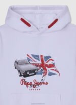 White Logo Printed Hoodie Pepe Jeans L20F2F1585 Boy - Image 3