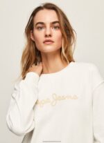 White Logo Printed Jumper Pepe Jeans L20F2F286 Women - Image 3