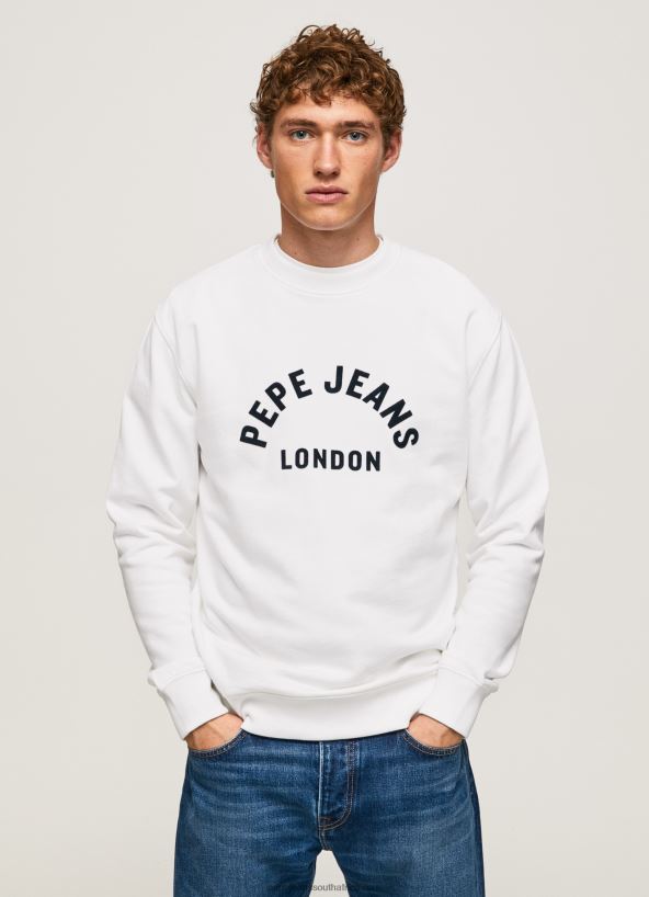white_logo_printed_sweatshirt_pepe_jeans_l20f2f901_men.jpg White Logo Printed Sweatshirt Pepe Jeans L20F2F901 Men - Image 1