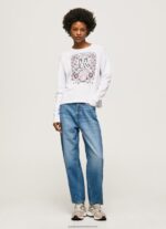 White Long Sleeve T-Shirt With Maxi Logo Pepe Jeans L20F2F389 Women - Image 2