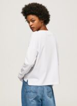 White Long Sleeve T-Shirt With Maxi Logo Pepe Jeans L20F2F389 Women - Image 4