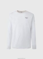 White Long-Sleeved Cotton T-Shirt Pepe Jeans L20F2F1007 Men - Image 5