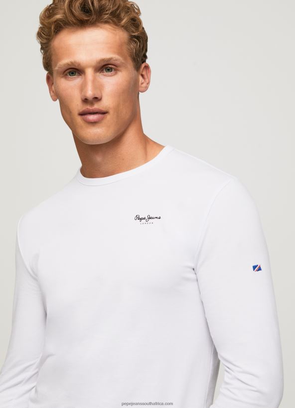 white_long_sleeved_cotton_t_shirt_pepe_jeans_l20f2f1007_men.jpg White Long-Sleeved Cotton T-Shirt Pepe Jeans L20F2F1007 Men - Image 1