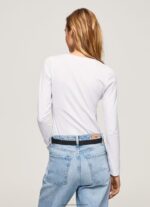 White Long-Sleeved Cotton T-Shirt Pepe Jeans L20F2F469 Women - Image 4