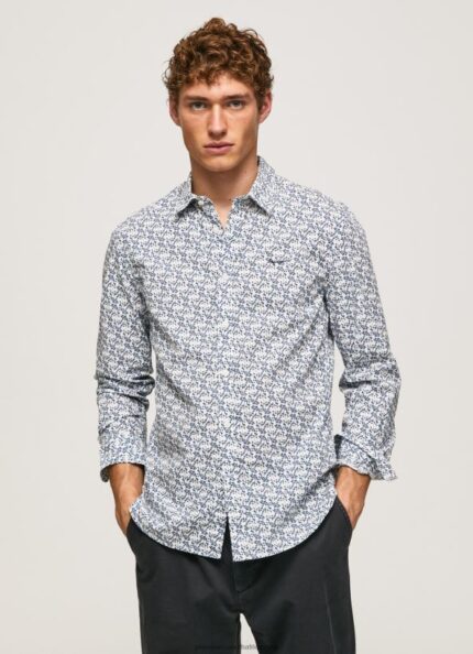 White Lou Slim Fit Poplin Shirt Pepe Jeans L20F2F1070 Men