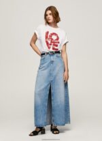 White Love Logo Print T-Shirt Pepe Jeans L20F2F396 Women - Image 2