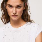 White Marbled Armhole-Sleeved T-Shirt Pepe Jeans L20F2F409 Women