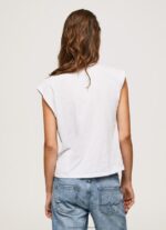 White Marbled Armhole-Sleeved T-Shirt Pepe Jeans L20F2F409 Women - Image 4