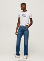 White Marbled Logo Print T-Shirt Pepe Jeans L20F2F987 Men - Image 2