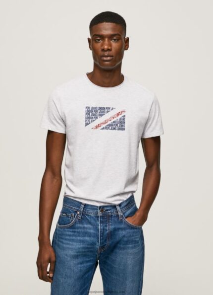 White Marbled Logo Print T-Shirt Pepe Jeans L20F2F987 Men