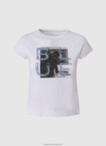 White Monochromatic Print T-Shirt Pepe Jeans L20F2F1453 Girl