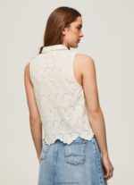 White Openwork Armhole Sleeve Shirt Pepe Jeans L20F2F337 Women - Image 4