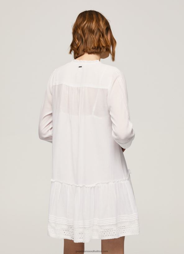 White Patris Dress With Openwork Details Pepe Jeans L20F2F148 Women - Image 4