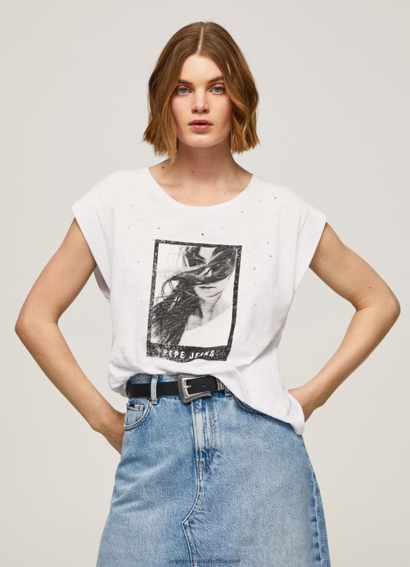 white_photo_print_t_shirt_pepe_jeans_l20f2f387_women.jpg White Photo Print T-Shirt Pepe Jeans L20F2F387 Women - Image 1