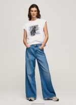 White Photo Print T-Shirt Pepe Jeans L20F2F410 Women - Image 2