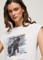 White Photo Print T-Shirt Pepe Jeans L20F2F410 Women - Image 3