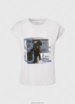 White Photo Print T-Shirt Pepe Jeans L20F2F410 Women - Image 5
