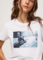 White Photo Print T-Shirt Pepe Jeans L20F2F429 Women - Image 3