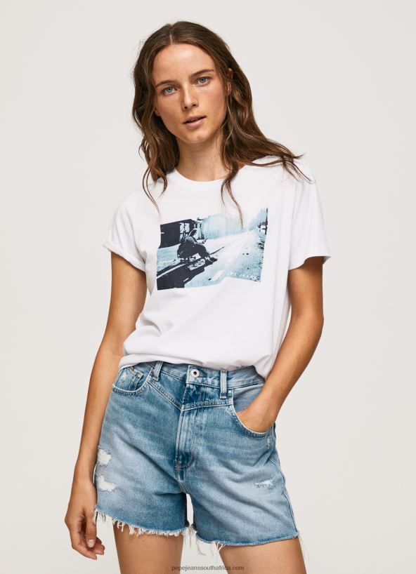 white_photo_print_t_shirt_pepe_jeans_l20f2f429_women.jpg White Photo Print T-Shirt Pepe Jeans L20F2F429 Women - Image 1