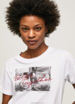 White Photo Print T-Shirt Pepe Jeans L20F2F432 Women - Image 3