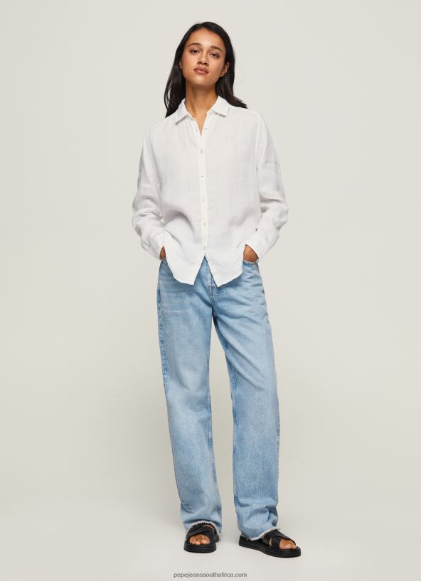 white_plain_regular_fit_shirt_pepe_jeans_l20f2f333_women.jpg White Plain Regular Fit Shirt Pepe Jeans L20F2F333 Women - Image 1