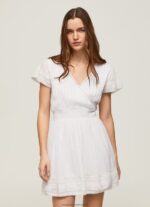 White Poete Embroidered Cotton Dress Pepe Jeans L20F2F165 Women