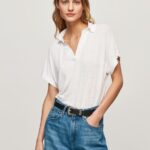 White Polo Shirt Pepe Jeans L20F2F397 Women