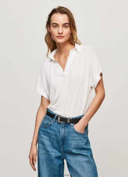 White Polo Shirt Pepe Jeans L20F2F397 Women