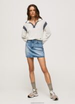 White Polo Style Crepe Jersey Pepe Jeans L20F2F250 Women - Image 2