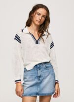 White Polo Style Crepe Jersey Pepe Jeans L20F2F250 Women